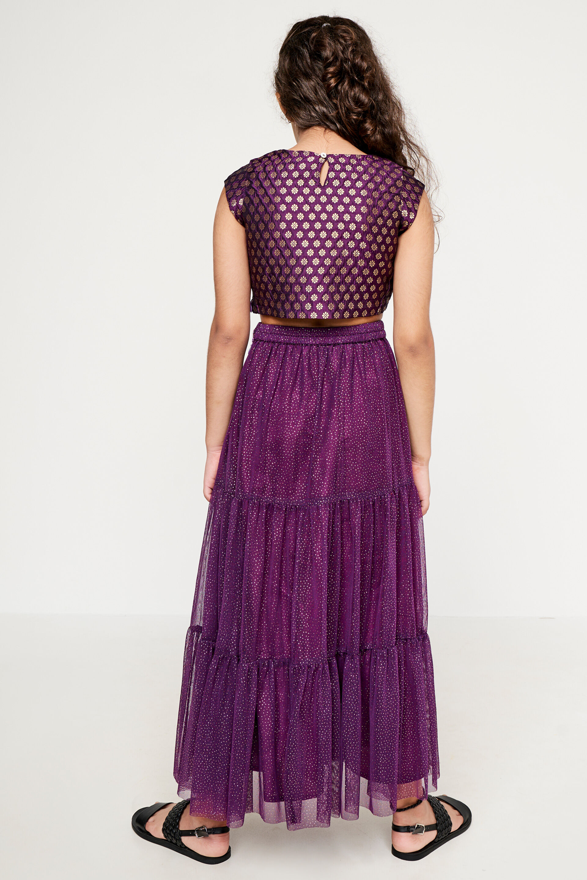 Purple Brocade Flared Suit, Purple, image 5